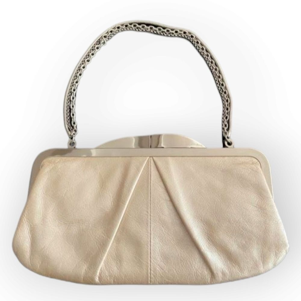 Hobo International Cream Leather Hayley Covertible Clutch, Wallet Evening Bag